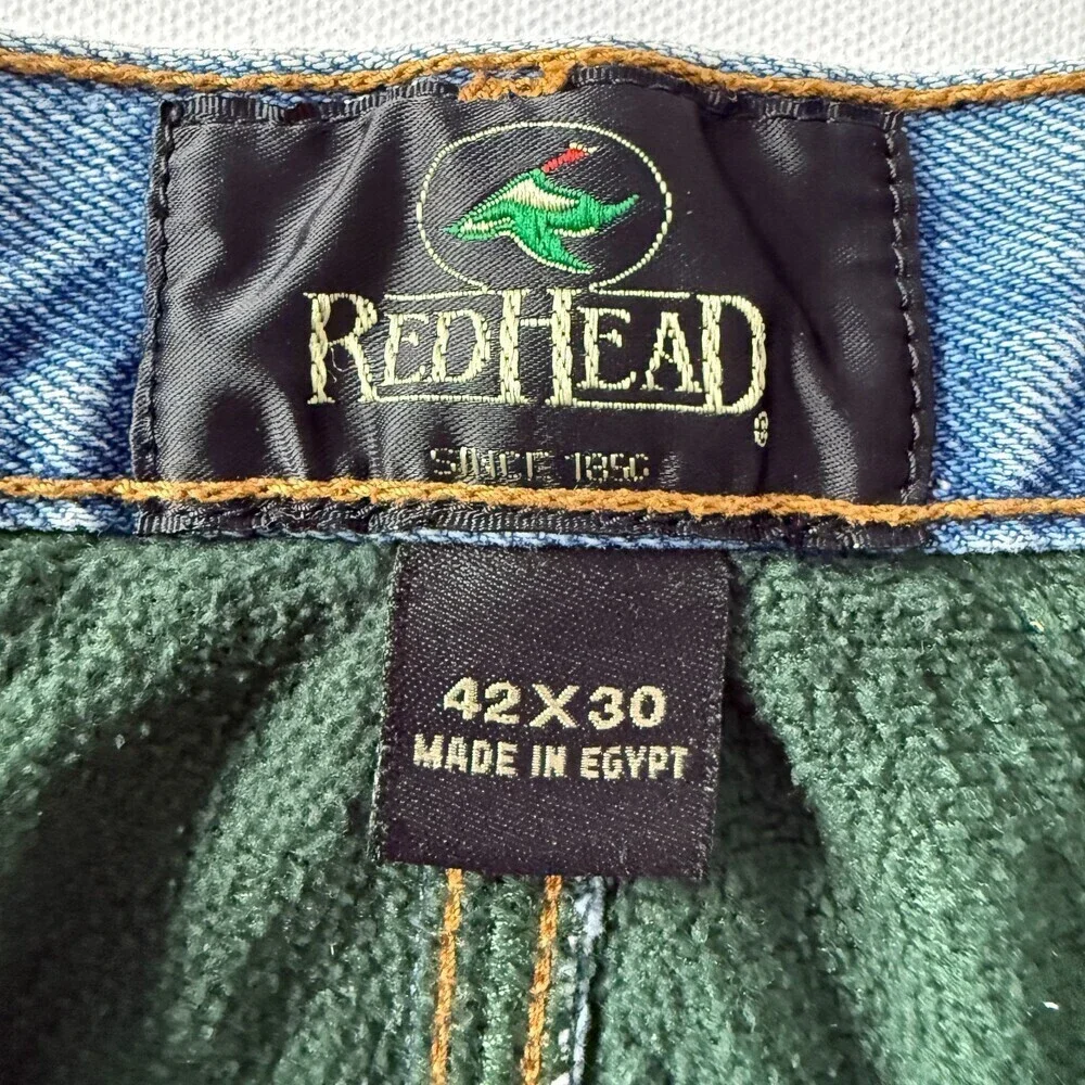 RedHead Fleece Lined Insulated Work Jeans Men's 42x30 Lightwash, Elastic Ankles